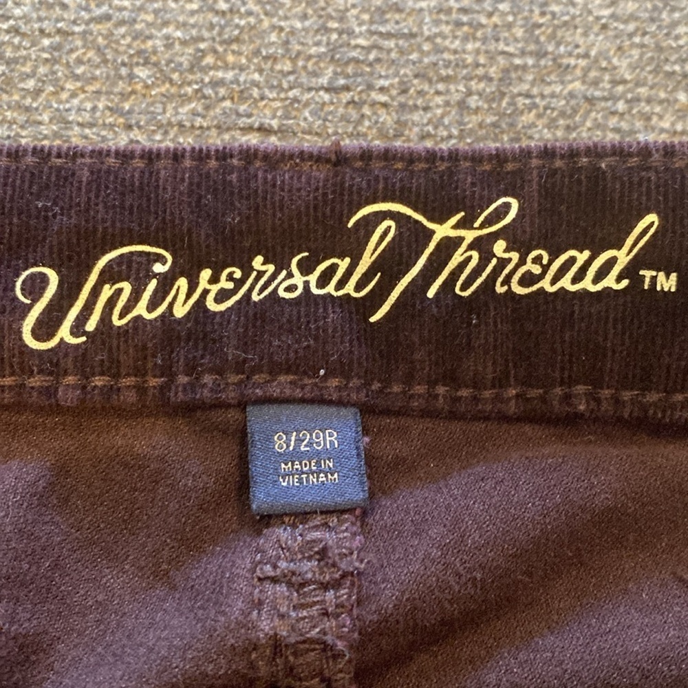 Universal Thread corduroy pants. Size 8. Brown/dark maroon. Button fly. - Picture 10 of 12